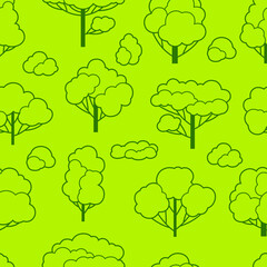 Sticker - Pattern with trees. Spring or summer stylized plants.