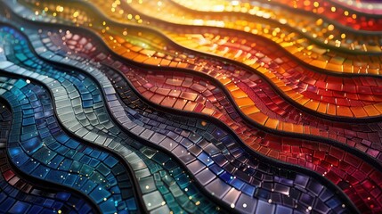 close up of a colorful mosaic tile table