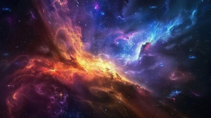 Wall Mural - cosmic wonder vibrant space nebula with swirling galaxy and starry expanse astronomical art