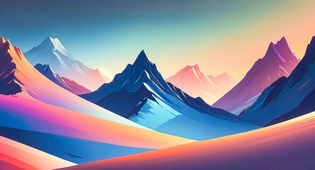 Poster - Abstract Mountain Range at Sunset