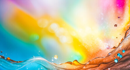 Poster - Abstract Water Wave with Vibrant Colors and Bokeh