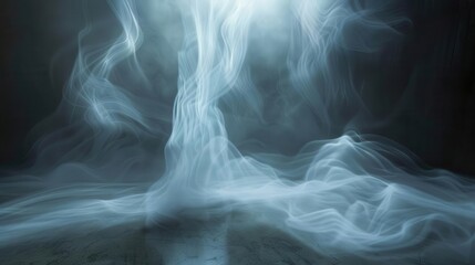 Wall Mural - ethereal mist symphony swirling fog and light creating abstract patterns on dark floor conceptual photography