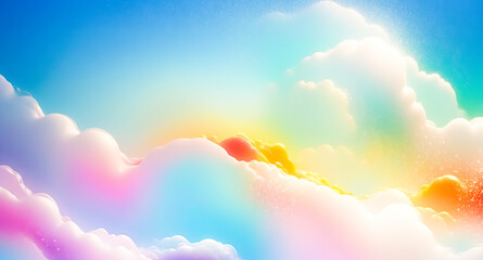 Wall Mural - Dreamy Cloudscape with a Rainbow Gradient