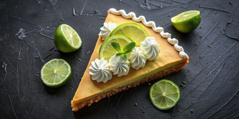 Wall Mural - Slice of key lime pie with whipped cream.