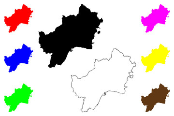  Malaga City (Kingdom of Spain, Andalusia) map vector illustration, scribble sketch City of Malaga map