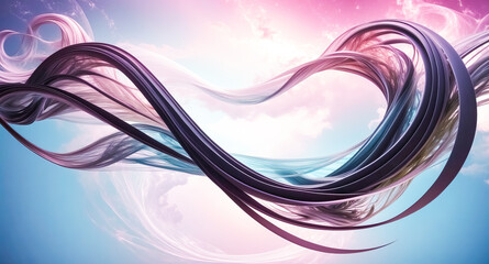 Wall Mural - Abstract Swirling Shapes in Pink and Blue