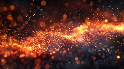 Wall Mural - Fire embers particles over black background. Fire sparks background. Abstract dark glitter fire particles lights.