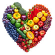 © Custom Media - Colorful Fruits and Vegetables Heart Shape Isolated on Transparent or White Background, PNG