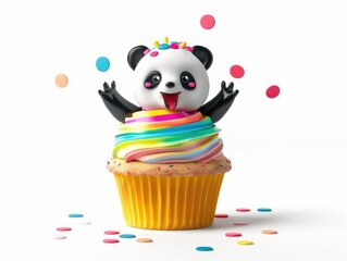 Sticker - panda and cupcake