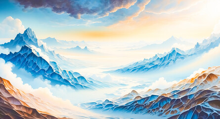 Wall Mural - Abstract Mountain Range with Clouds