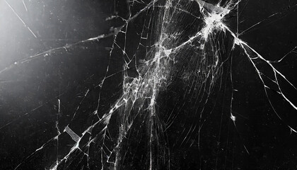 broken glass texture on black background, abstract background with cracks and scratches, black and white old retro grunge effect