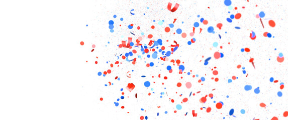 Wall Mural - Confetti - Festive background with confetti in the shape of Confetti in the color of the American flag. US independence day.