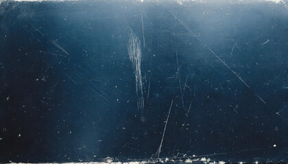 Aufkleber - dark abstract blue film texture with dust and scratches, banner background with copy space for product presentation and website