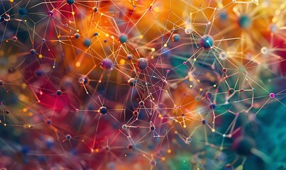 Wall Mural - A visually complex web of interconnected nodes representing neural networks in vibrant colors
