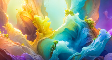 Wall Mural - Abstract Colorful Swirling Landscape