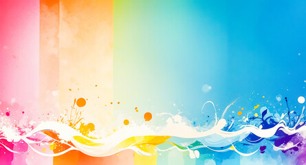 Abstract Watercolor Background with Colorful Splashes and Swirls
