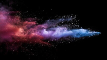 Wall Mural - Multicolored explosion of powder paint isolated on black background.