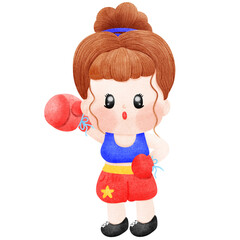 cartoon girl with boxing gloves on her hands