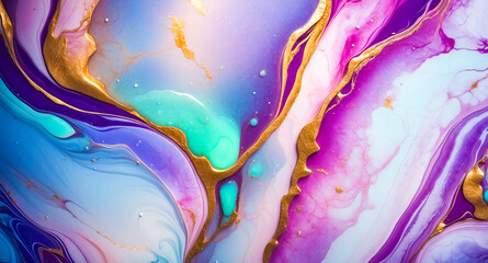 Poster - Abstract Swirls of Purple, Blue, and Gold