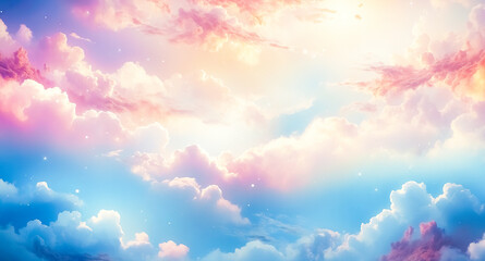 Canvas Print - Dreamy Sky with Pink and Blue Clouds