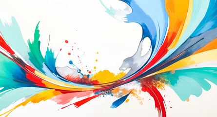 Poster - Abstract Colorful Swirls on White Background