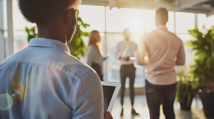 Wall Mural - Group of business people in modern office building and business network concept. Human resources