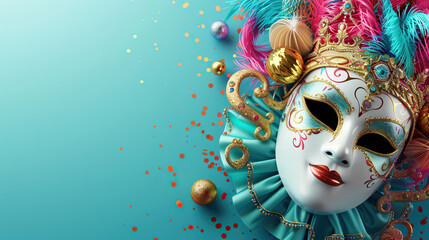 Wall Mural - 3d Cartoon character in a traditional Venetian mask