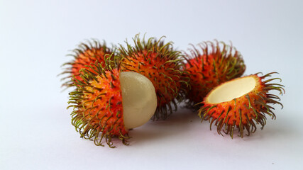 rambutan sweet delicious fruit isolated on white background