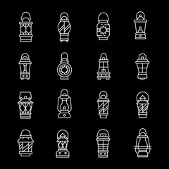 Wall Mural - lanterns, white line icons. suspended lanterns kerosene, electronic, and oriental styles. ideal for 