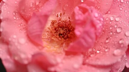 Poster - pink rose with water drops