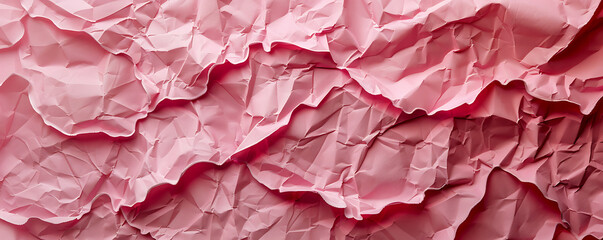 Wall Mural - Light pink crumpled paper texture background displaying the intricate folds and creases of the material,