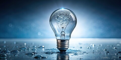 A wet light bulb idea concept with water droplets on the glass , creativity, innovation, brainstorming