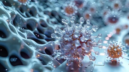 Fototapete - Virus infiltration into computer, disrupting digital systems and compromising data security. Generative AI.
