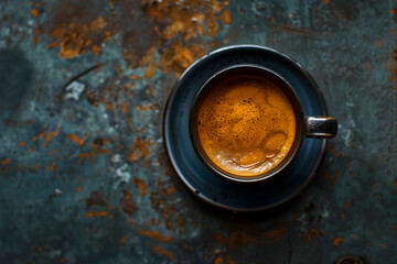 Wall Mural - Photo of a cup of espresso in a top view, taken
