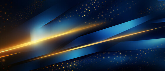 Poster - Modern abstract dark blue golden gold background with luxurious and elegant design elements.