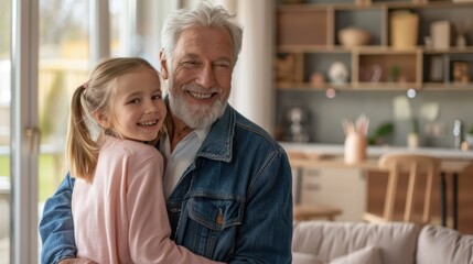 Wall Mural - The Grandfather and Granddaughter Hug