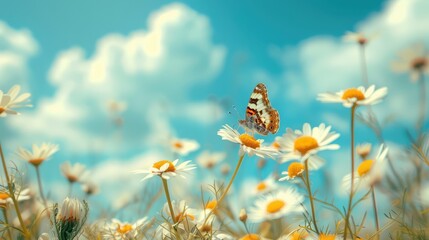 Wall Mural - field of daisies