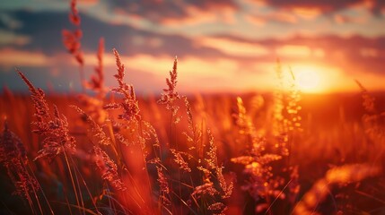 Wall Mural - sunset in the field