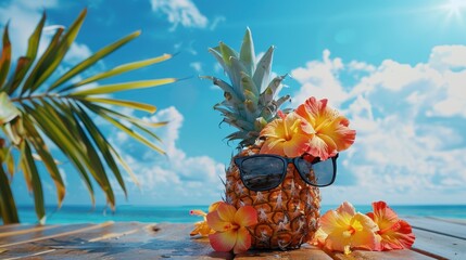 Wall Mural - The Pineapple with Sunglasses