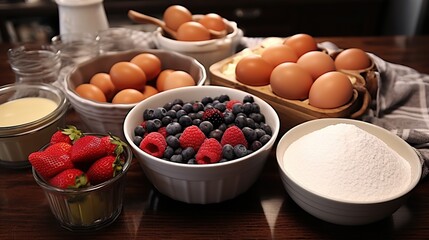 Wall Mural - chocolate cake with fruits