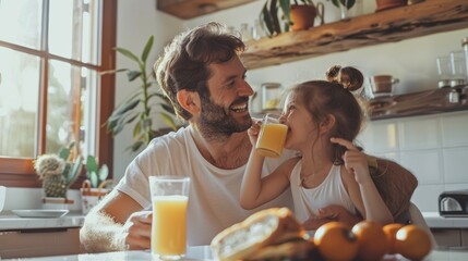 Wall Mural - The father and daughter breakfast