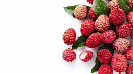 lychee fruit on white background with empty space