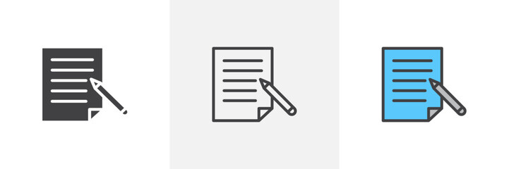 Registration paper icon symbol collection on white background.