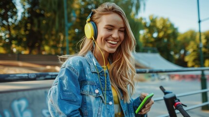 Wall Mural - The girl with headphones