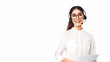 © Alena - Clean ad template: Call center operator in headset, symbolizing professional customer support.