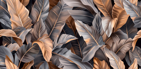 wallpaper with large leaves of banana trees, 