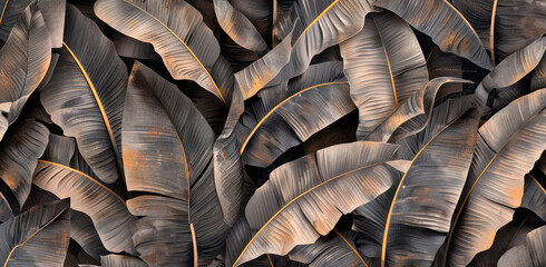 wallpaper with large leaves of banana trees, 