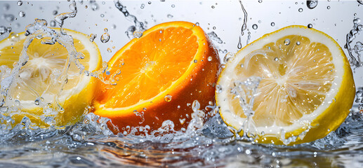 Wall Mural - Citrus with a splash of water