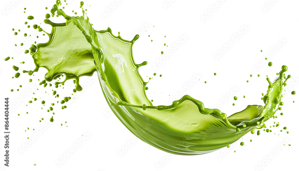 Matcha Plash Milky Green Tea Thick Matcha Splash in Form of Wave Isolated on White ...