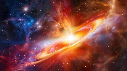 Wall Mural - a bright quasar emitting intense energy and surrounded by stars.,majestic astronomical image of gala